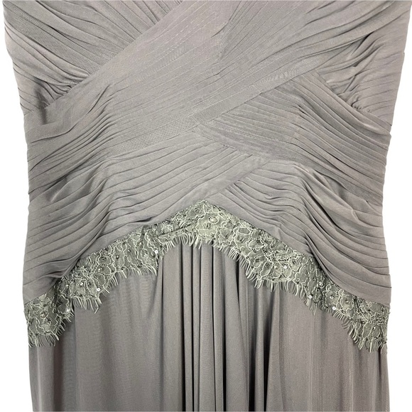 VM COLLECTION ILLUSION CAP SLEEVE RUCHED BUST BEADED FORMAL EVENING GOWN - Picture 10 of 16